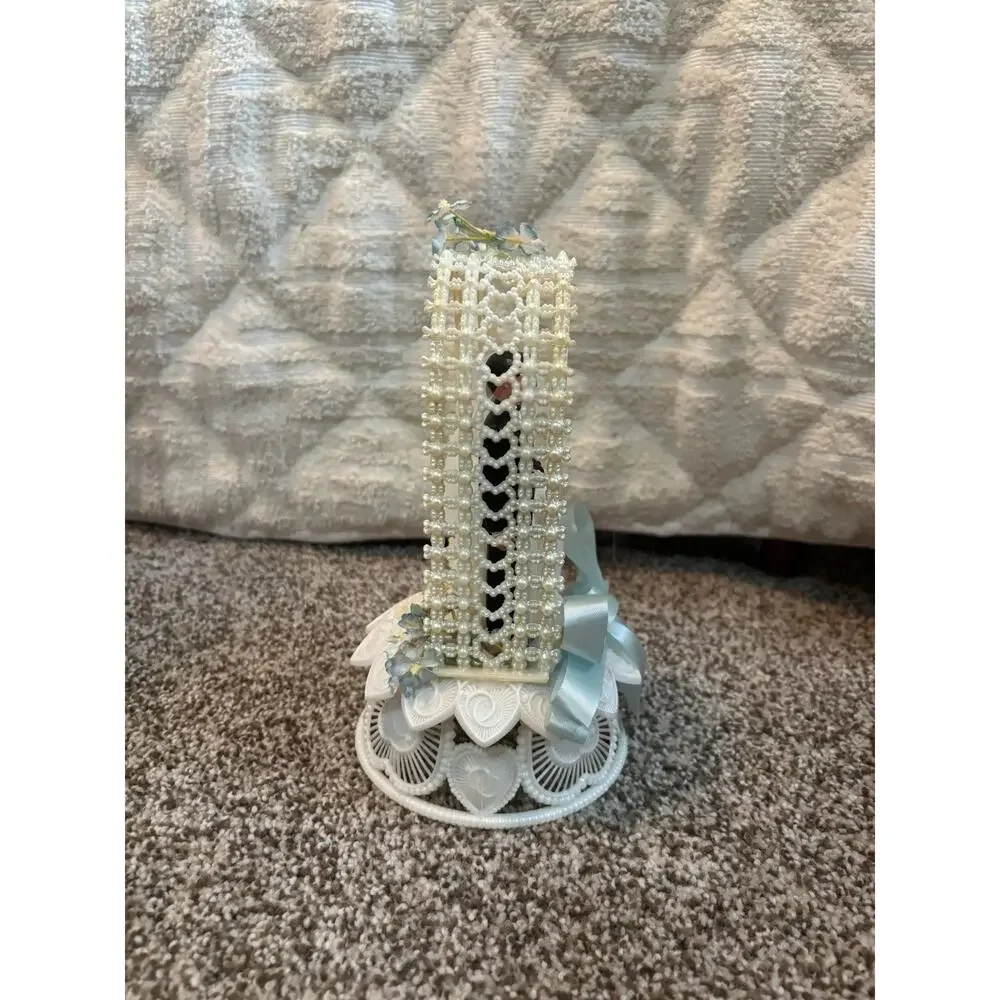 Vintage Bride & Groom Wedding Cake Topper Figurine Lace Arch Plastic